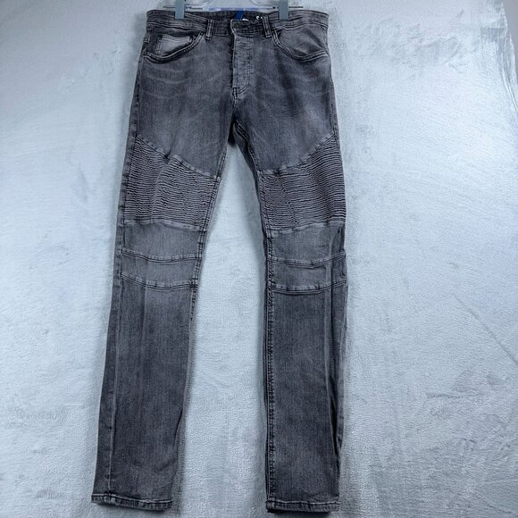 Divided by H&M Biker Jeans Skinny Leg Button Fly Denim Women's Gray Size 34 - Picture 1 of 12